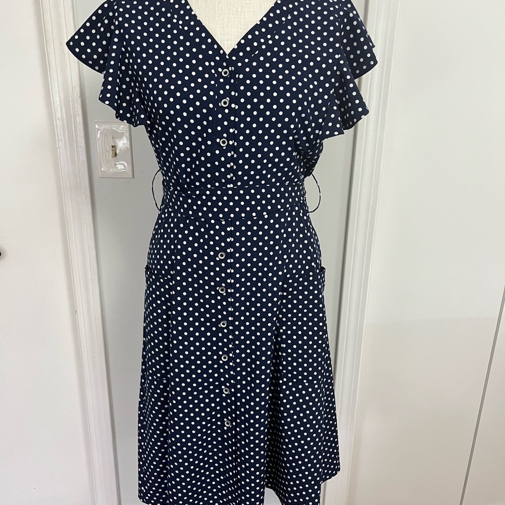 Navy Polka Dot Dress